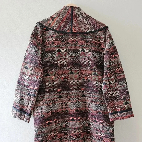 Kollontai Aztec Open Front Bohemian Hippie Casual Fall Cardigan Size Small. - Picture 11 of 16